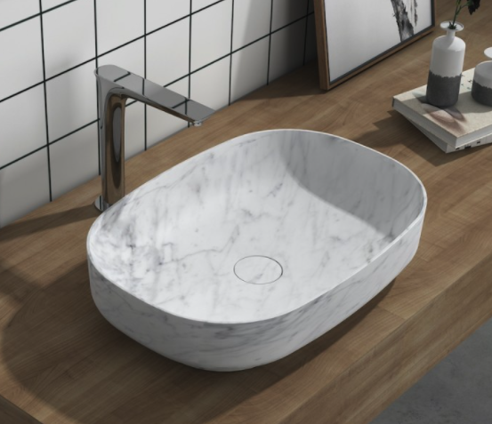 Page Waschtischbecken aus weißem Carrara-Marmor