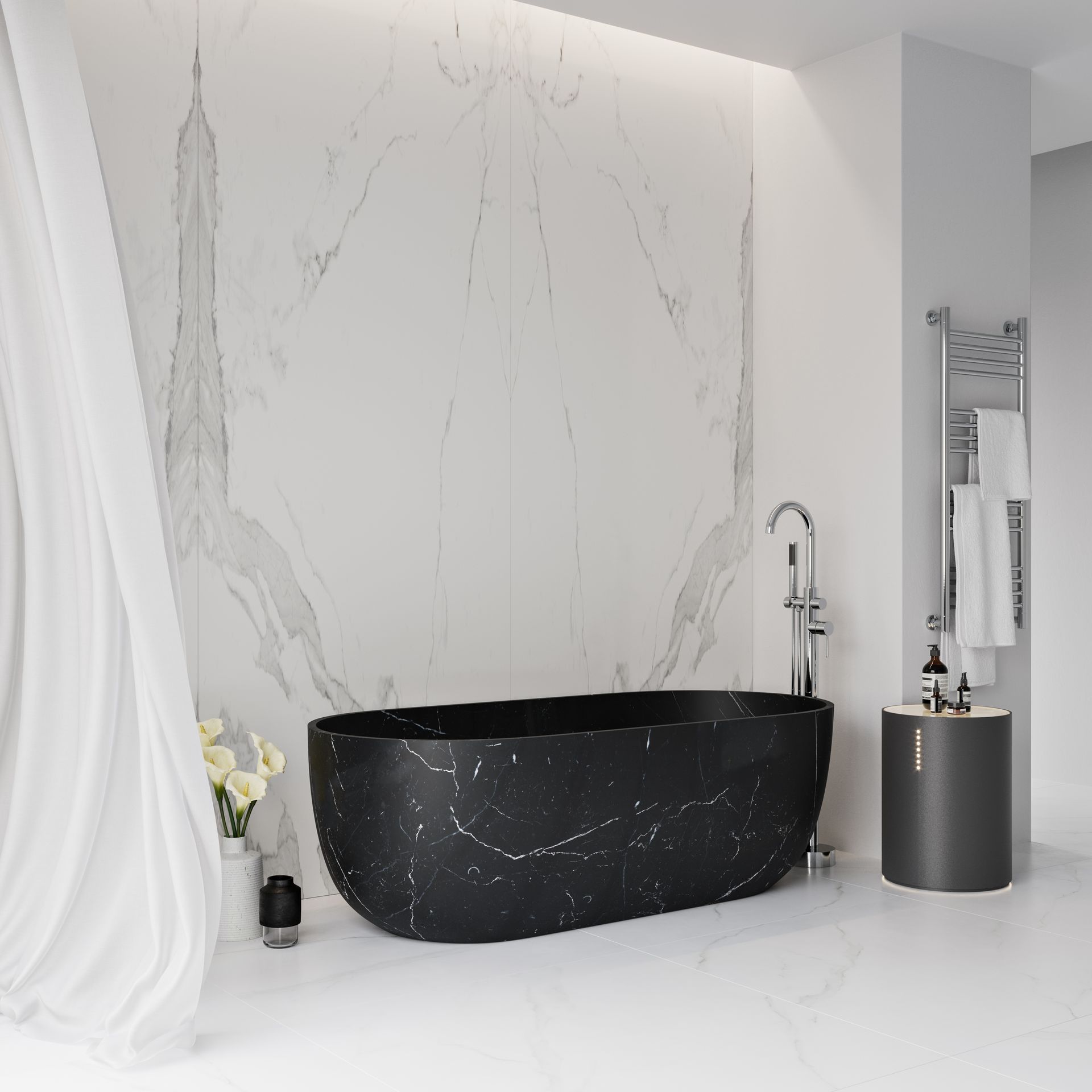 Zurich Nero Marquina Marble Freestanding Bathtub