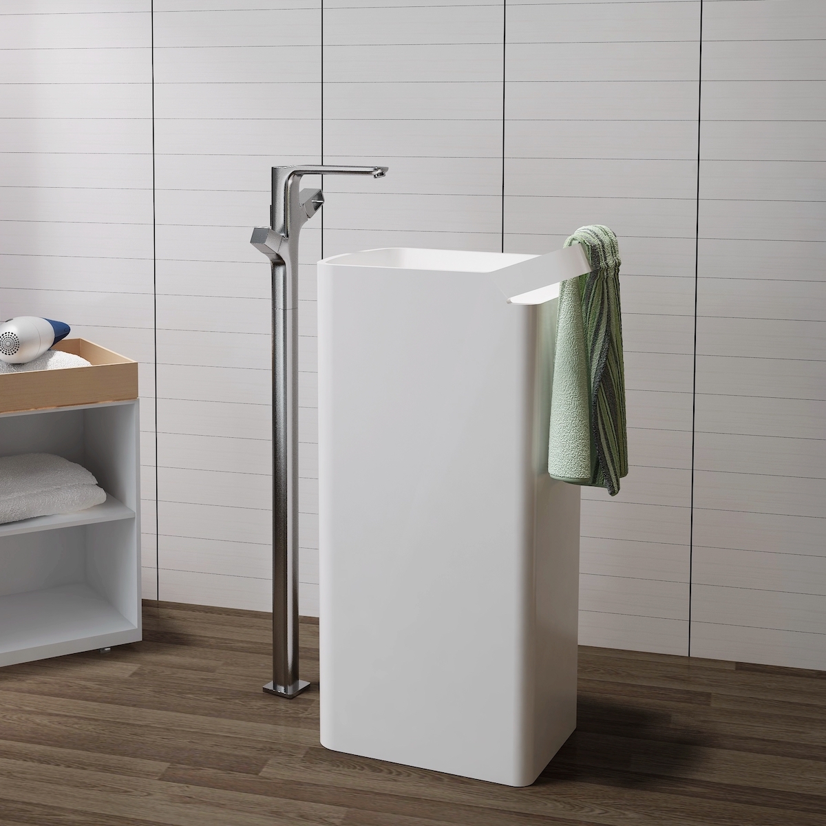 Riluxa freestanding washbasin Utopia in Solid Surface