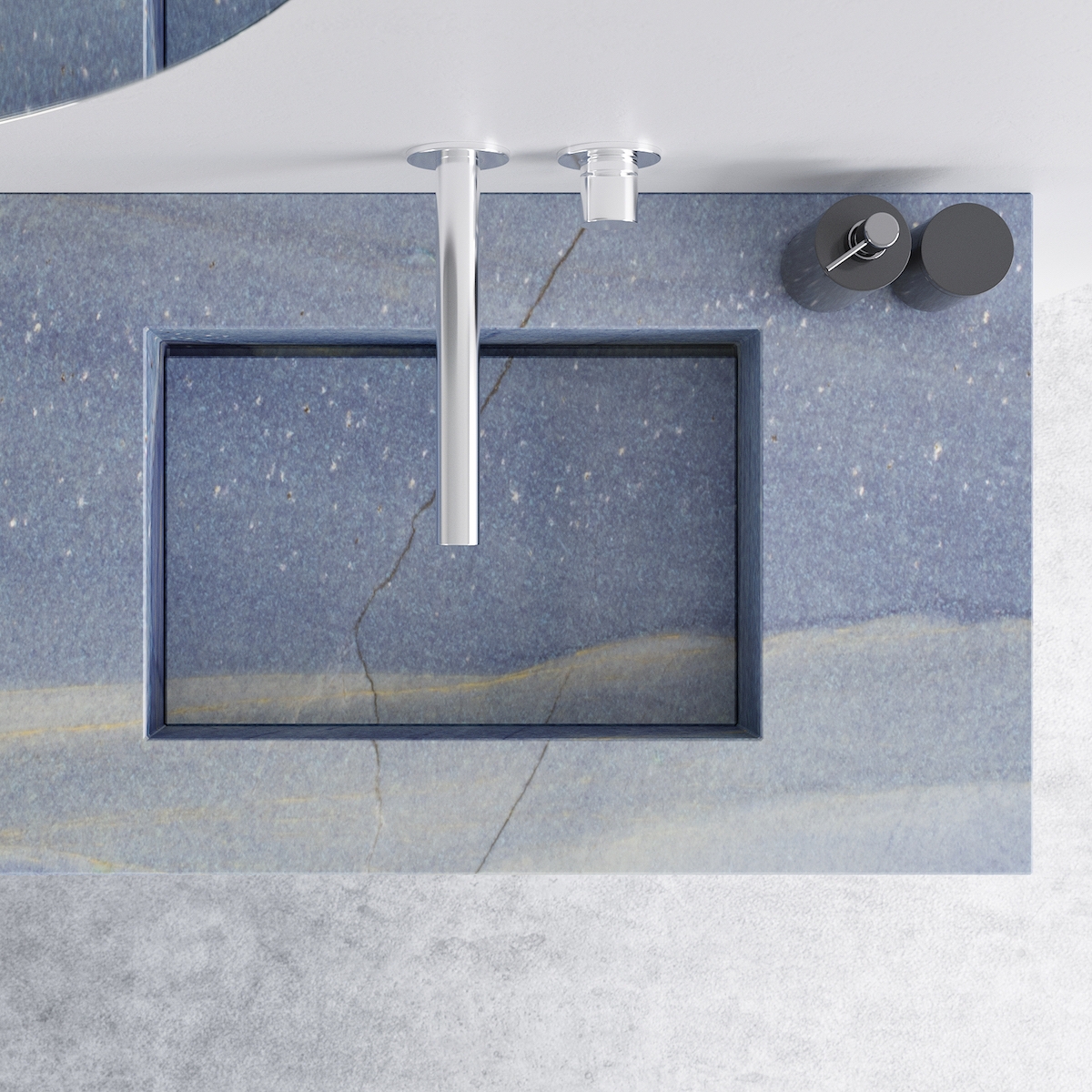 Riluxa Wall Mounted Washbasin in Blue Macauba Marble