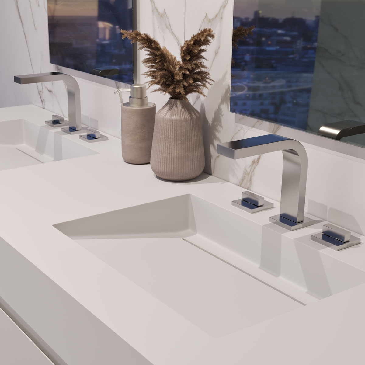 inspiration minimalist design marble white bathroom