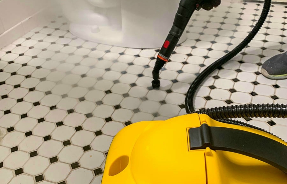 Steam Cleaning Bathroom Floor