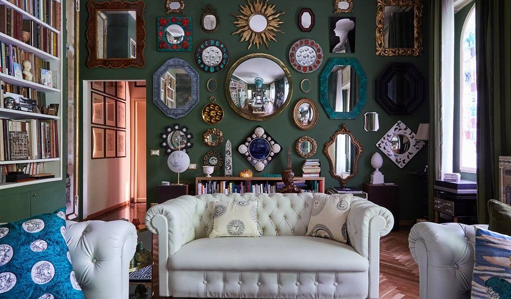 The music room in Barnaba Fornasetti's Milan house