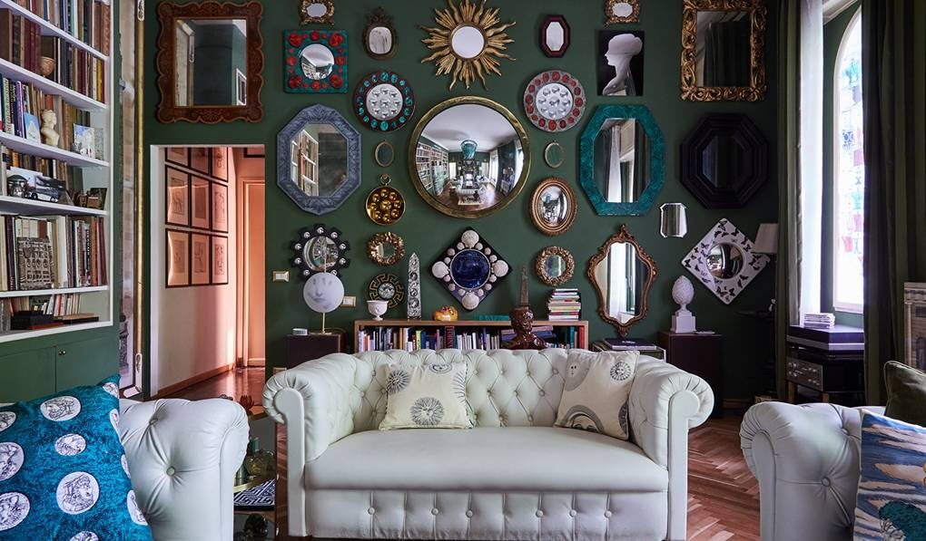 The music room in Barnaba Fornasetti's Milan house