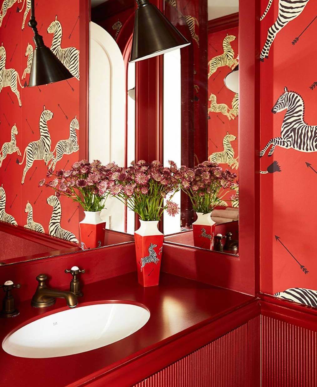 Bathroom of a London house designed by Beata Heuman