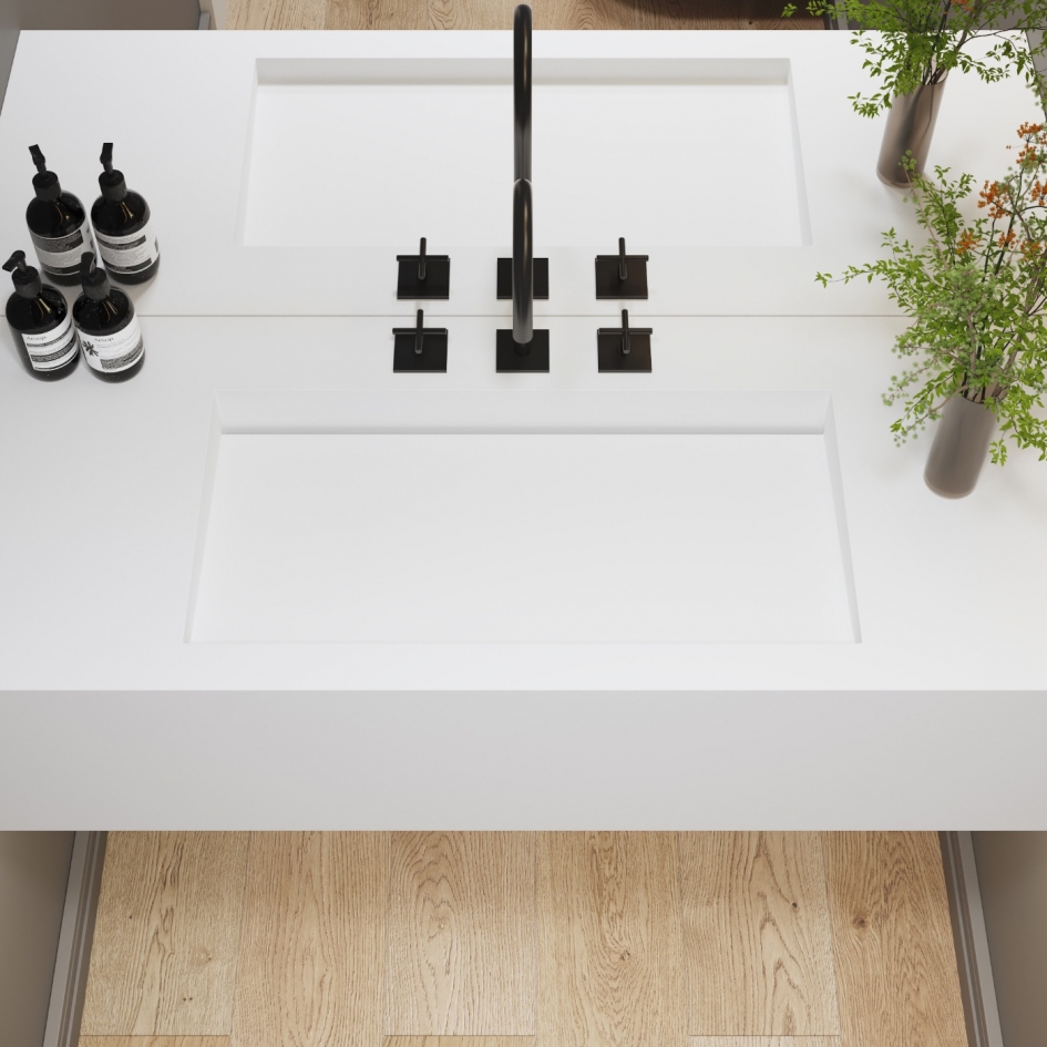 Sagitta Deep DuPont Corian Wall Mounted Washbasin