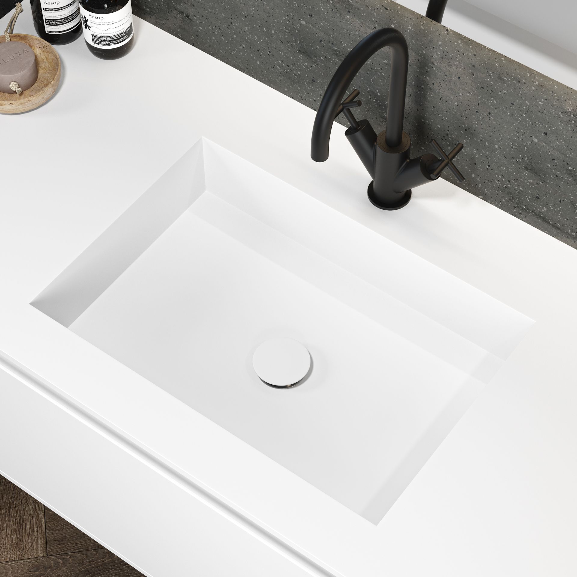 Andromeda Corian® Vanity Top Andromeda Basin Shape