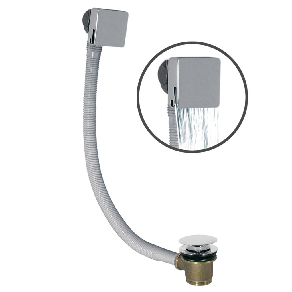 Bath Drain and Square Cascade Filling Valve with Overflow Drain - 13453440 Tres