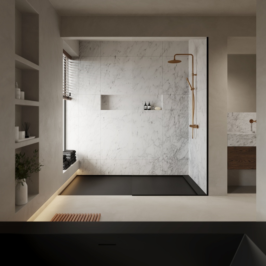 Sagitta Corian Made to measure Shower Tray mtm Deep Nocturne Overview