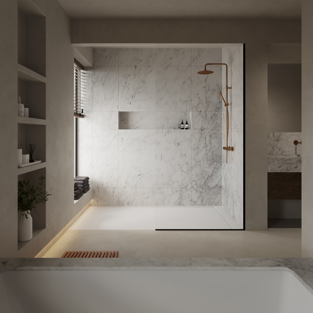 Sagitta Corian Made to measure Shower Tray mtm White Overview