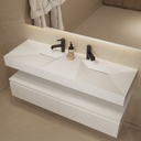 Linaria Wall-Mounted Double Washbasin 140 White Side