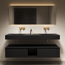 Linaria Wall-Mounted Double Washbasin 150 Black Front