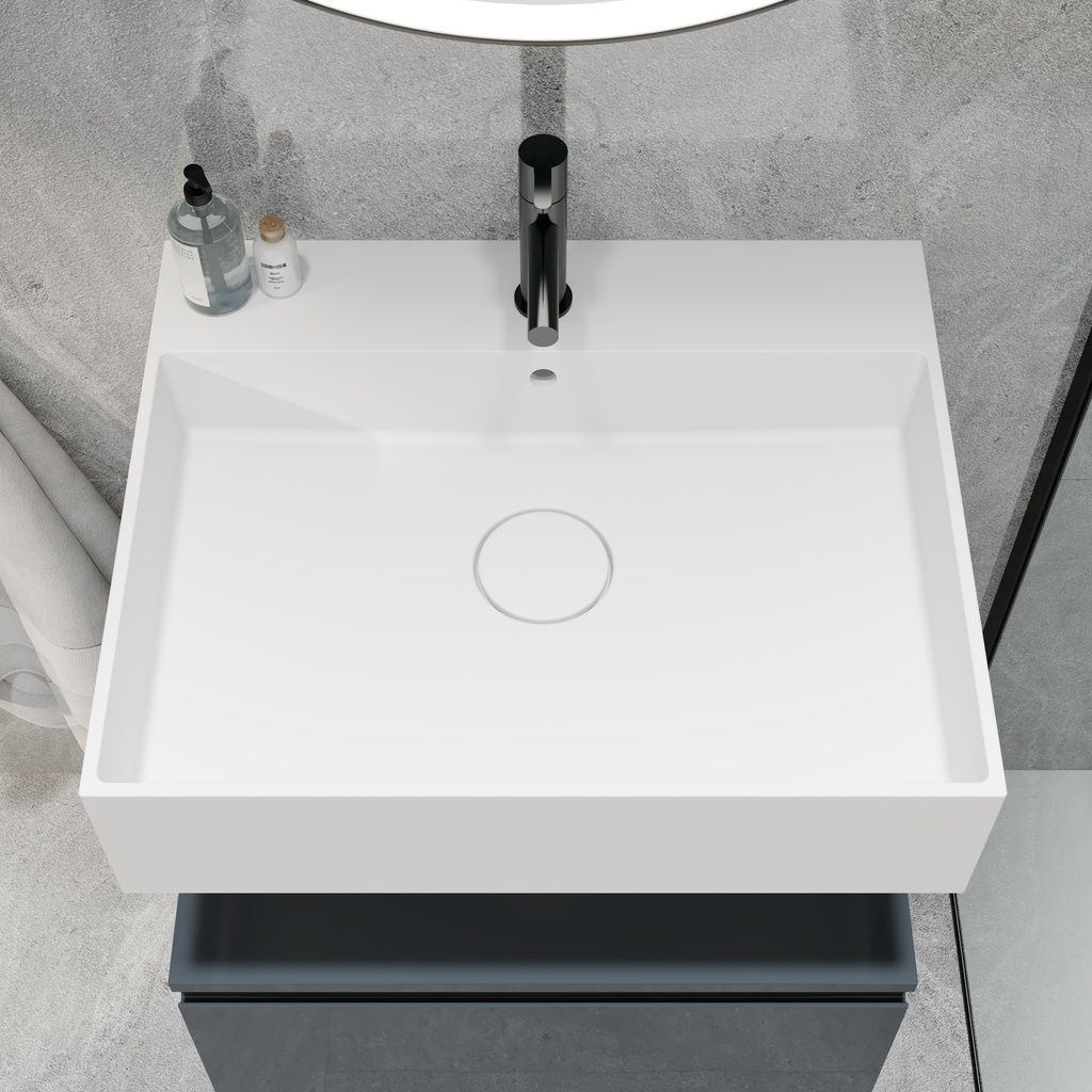 Auriga Corian® Design Wall-Mounted Washbasin - 60cm Top