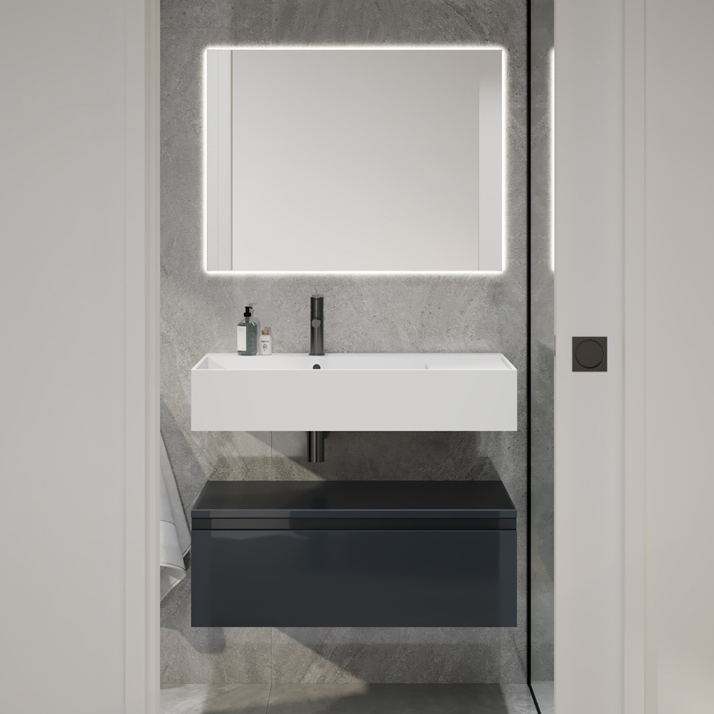 Auriga Corian® Design Wall-Mounted Washbasin - 80cm Left Front