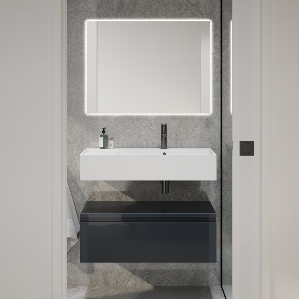 Auriga Corian® Design Wall-Mounted Washbasin - 80cm Right Front