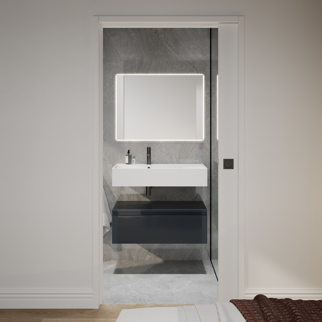 Auriga Corian® Design Wall-Mounted Washbasin - 80cm Left overview