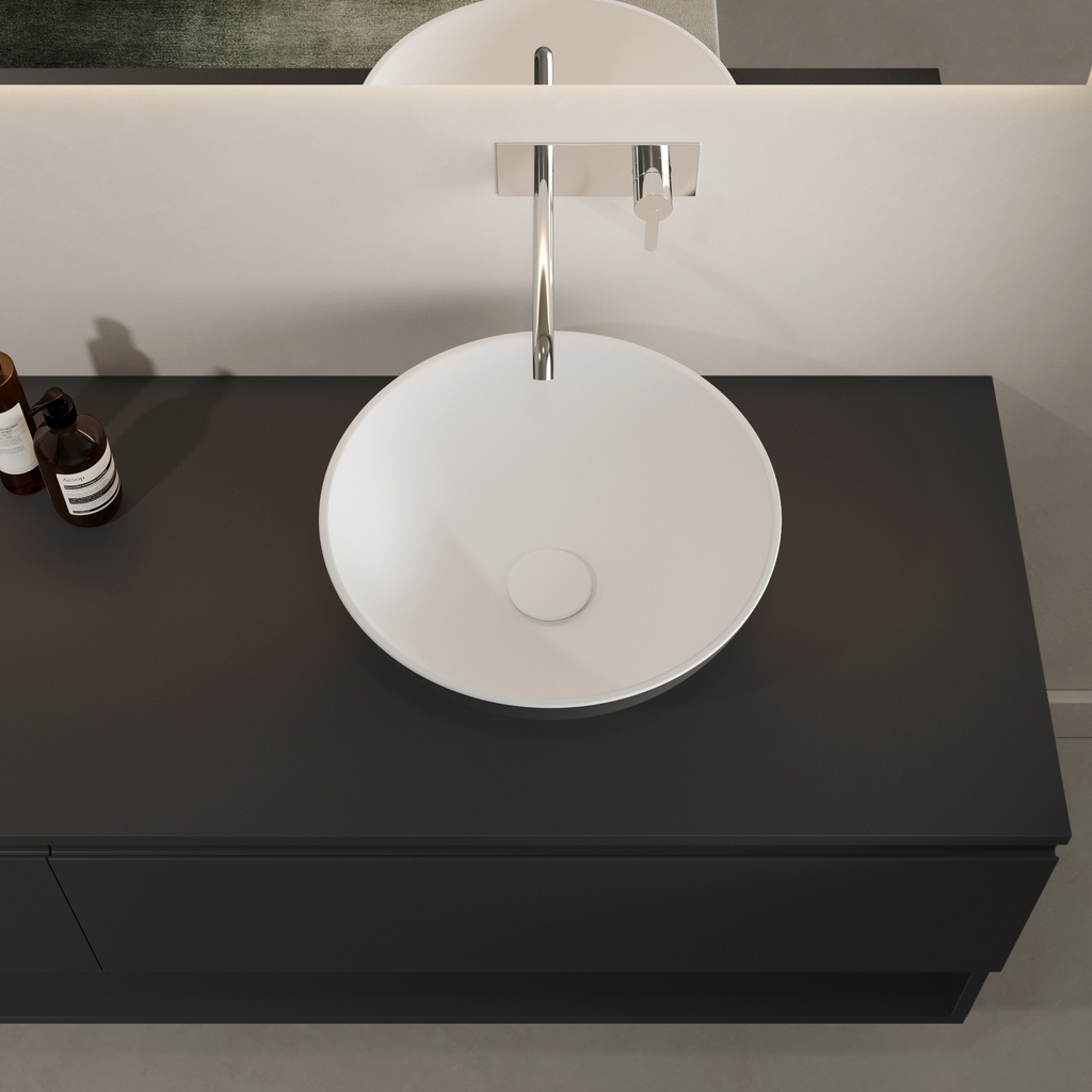Lyon Countertop Washbasin - 42cm Black White Top