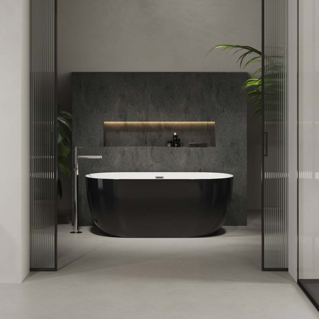 Wezen Freestanding Bathtub 150 Black White Gloss Front