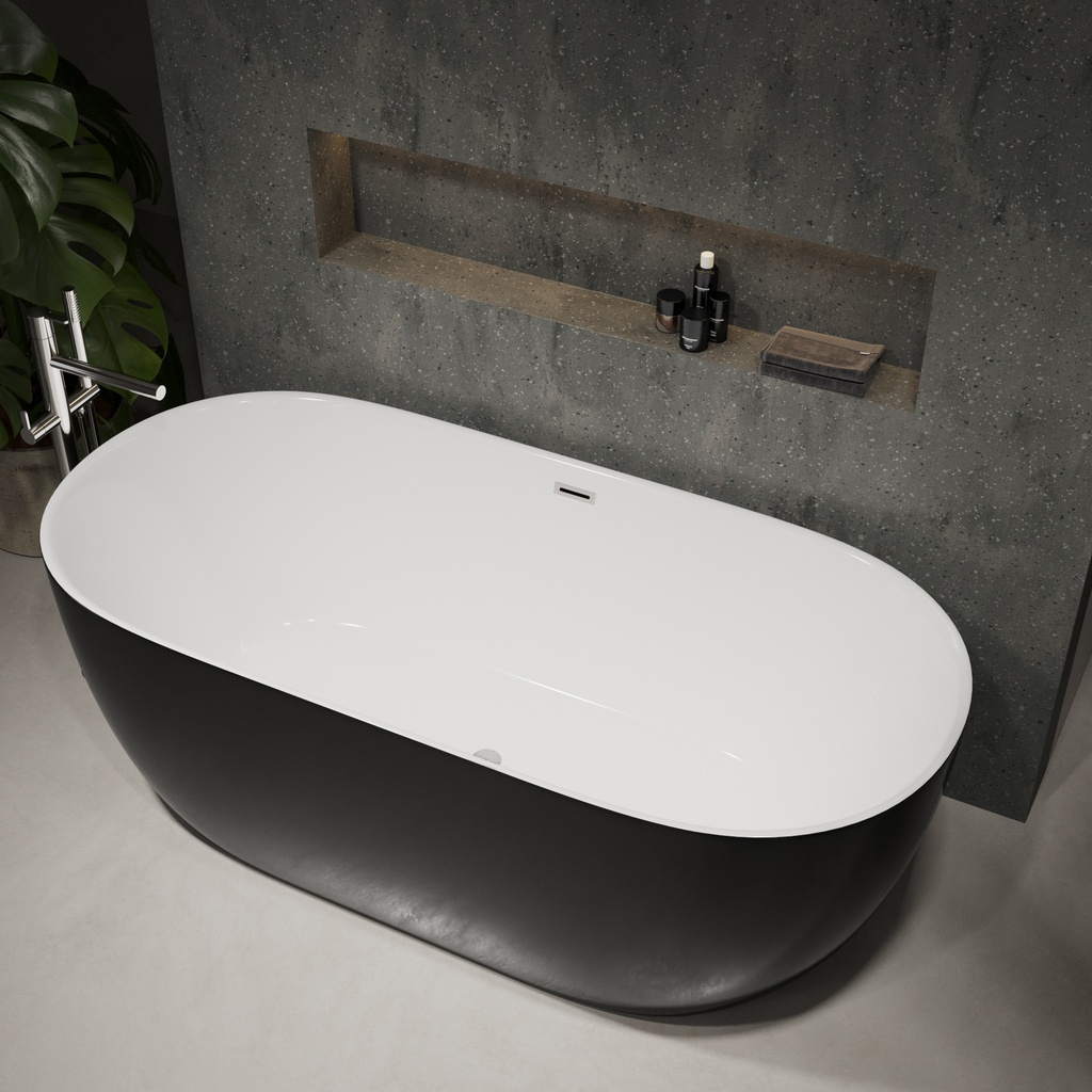 Wezen Freestanding Bathtub 170 Black White Gloss Side