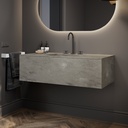 Gaia Corian® Vanity Unit with Corian® Basin | 1 Drawer · Ash Aggregate Side View