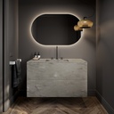 Gaia Corian® Vanity Unit with Corian® Basin | 2 Stacked Drawers · Ash Aggregate Front View