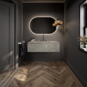Gaia Corian® Edge Vanity Unit with Corian® Basin | 1 Drawer · Ash Aggregate Standard Overview