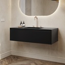Gaia Corian® Edge Vanity Unit with Corian® Basin | 1 Drawer · Deep Nocturne Standard Side View