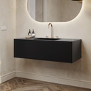 Gaia Corian® Edge Vanity Unit with Corian® Basin | 1 Drawer · Deep Nocturne Push Side View