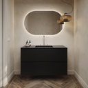 Gaia Corian® Edge Vanity Unit with Corian® Basin | 2 Stacked Drawers · Deep Nocturne Standard Front View