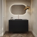 Gaia Corian® Edge Vanity Unit with Corian® Basin | 2 Stacked Drawers · Deep Nocturne Push Front View