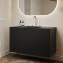 Gaia Corian® Edge Vanity Unit with Corian® Basin | 2 Stacked Drawers · Deep Nocturne Push Side View