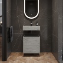 Gaia Corian® Edge Bathroom Cabinet | 2 Stacked Drawers · Mini Ash Aggregate Push Front View