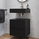 Gaia Corian® Edge Bathroom Cabinet | 2 Stacked Drawers · Mini Deep Nocturne Slanted Side View