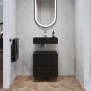Gaia Corian® Edge Bathroom Cabinet | 2 Stacked Drawers · Mini Deep Nocturne Slanted Front View