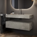 Gaia Corian® Edge Bathroom Cabinet | 1 Drawer · Ash Aggregate Push Side View