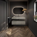 Gaia Corian® Edge Bathroom Cabinet | 1 Drawer · Ash Aggregate Slanted Overview