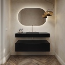 Gaia Corian® Edge Bathroom Cabinet | 1 Drawer · Deep Nocturne Push Front View