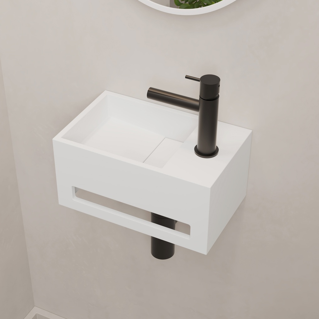 City Mini Corian® Wall Hung Washbasin Side
