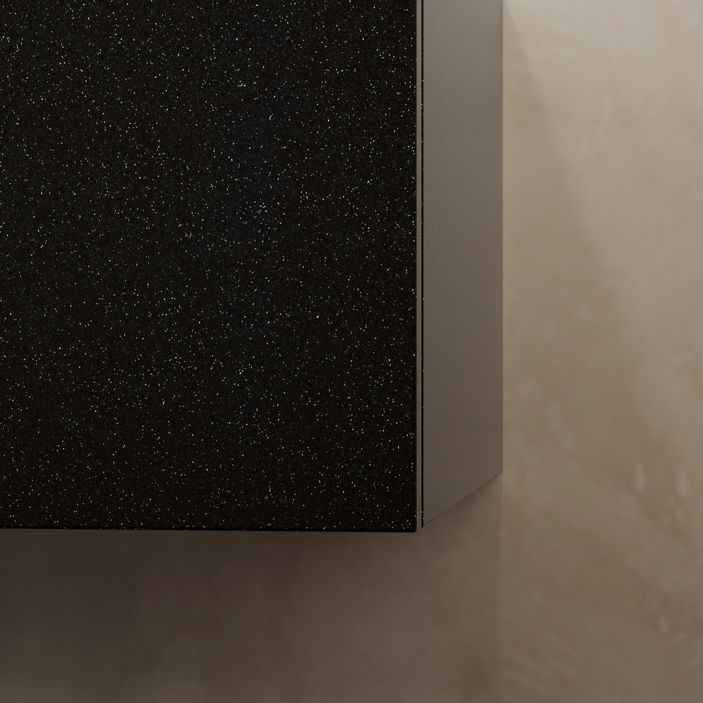 Gaia Corian® Vanity Unit with Corian® Basin | 2 Aligned Drawers · Luxe Size Cabinet Detail Deep Black Quartz