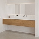Gaia Wood Edge Vanity Unit with Corian® Basin | 3 Aligned Drawers · Luxe Size Standard Side View