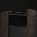 Gaia Wood Edge Vanity Unit with Corian® Basin | 3 Aligned Drawers · Luxe Size Handle Detail Dark Push