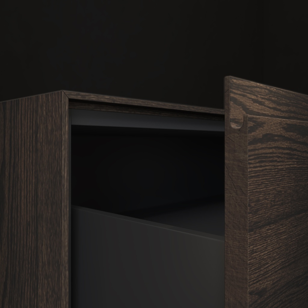 Gaia Wood Bathroom Cabinet | 3 Aligned Drawers |  Handle Detail Dark Standard