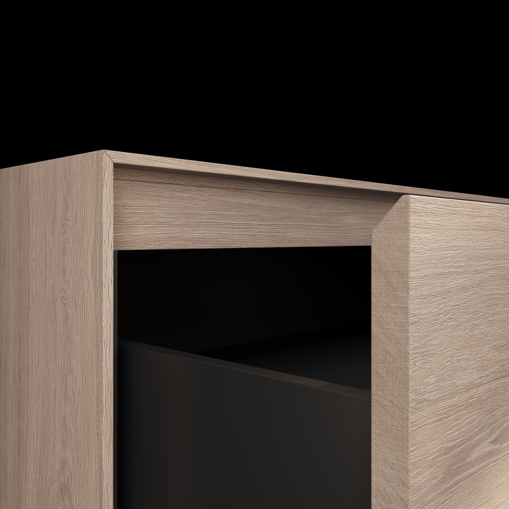 Gaia Wood Edge Bathroom Cabinet | 2 Aligned Drawers |  Handle Detail Light 45