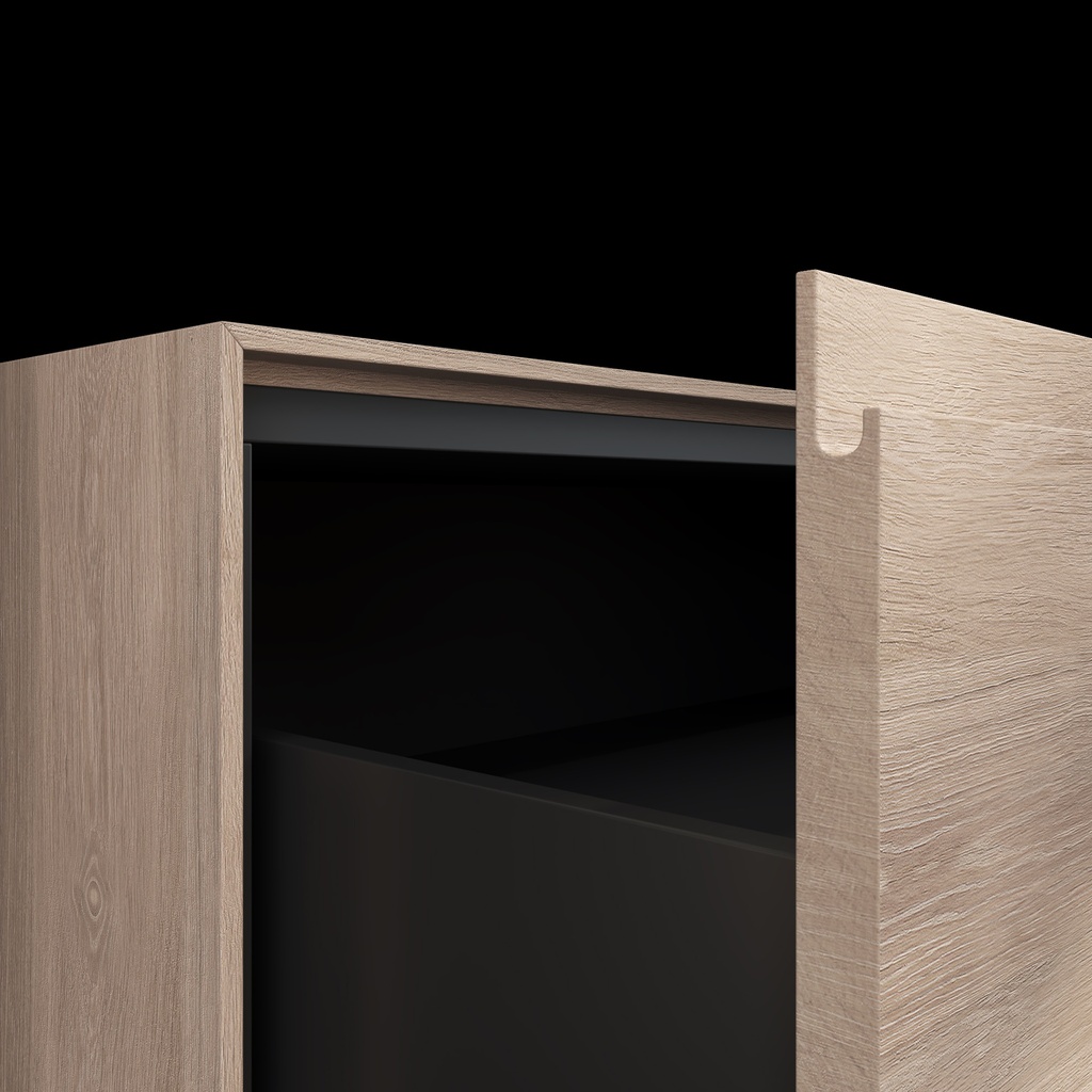 Gaia Wood Edge Bathroom Cabinet | 2 Stacked Drawers |  Handle Detail Light Standard