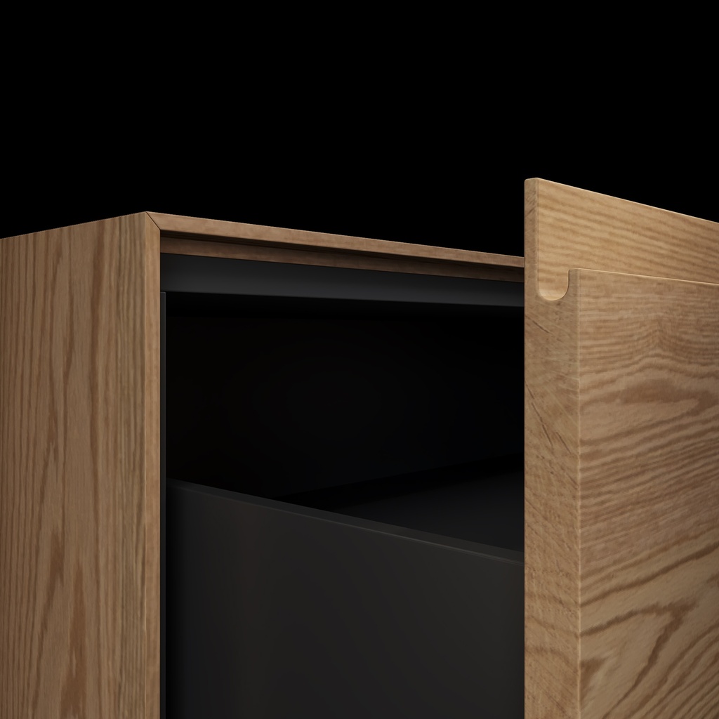 Gaia Wood Edge Bathroom Cabinet | 2 Stacked Drawers |  Handle Detail Pure Standard