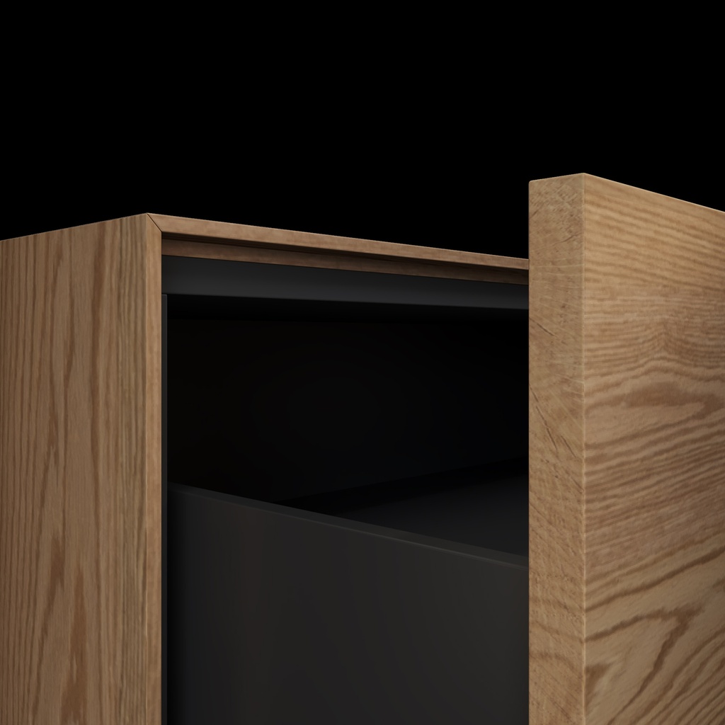Gaia Wood Edge Bathroom Cabinet | 3 Aligned Drawers |  Handle Detail Pure Push