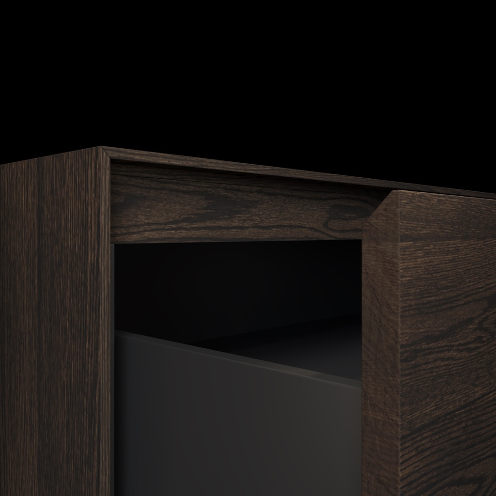 Gaia Wood Vanity Unit with Corian® Basin | 2 Aligned Drawers | Luxe Size Handle Detail Dark 45