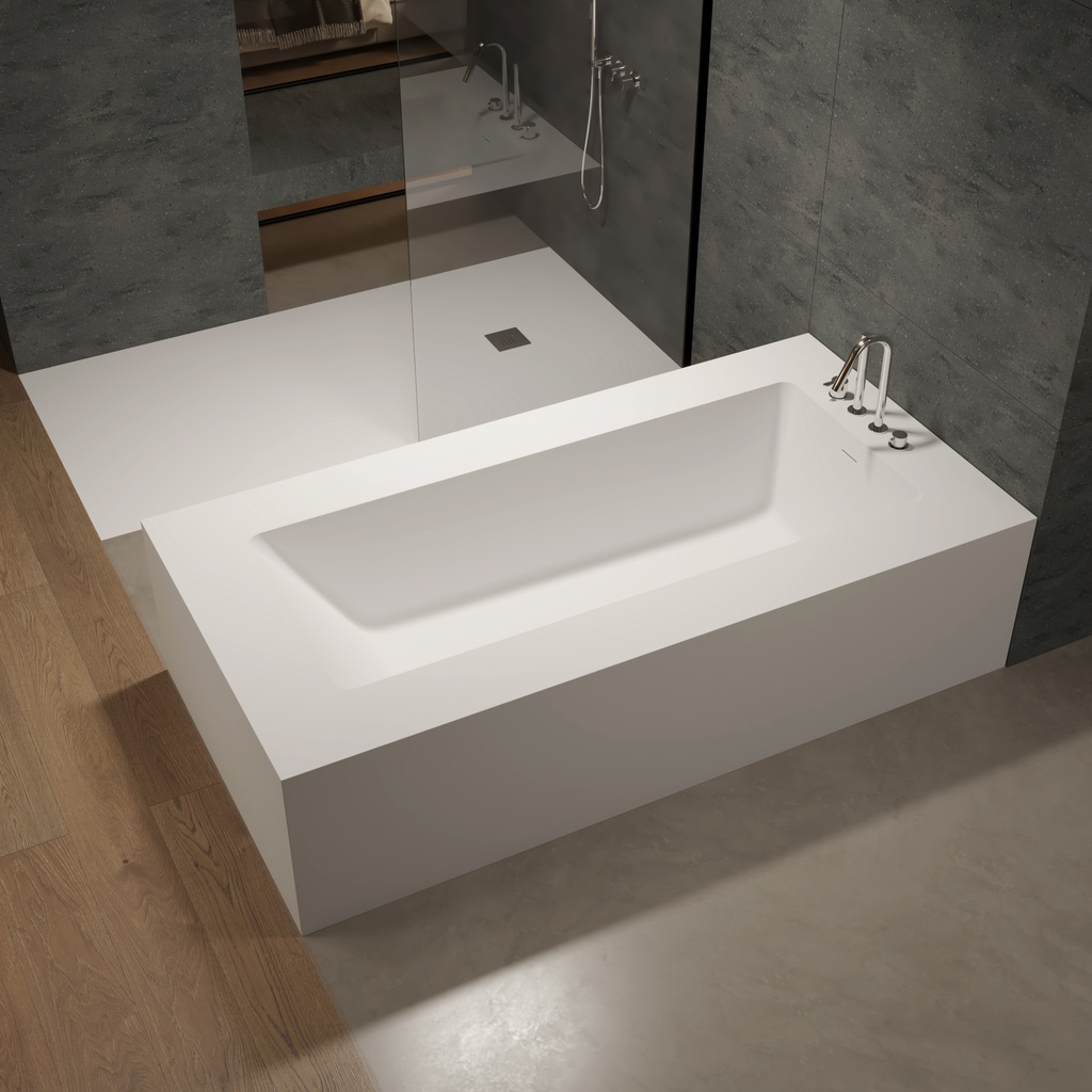 Aquila Bespoke Back-to-Wall Bath in Corian® Side