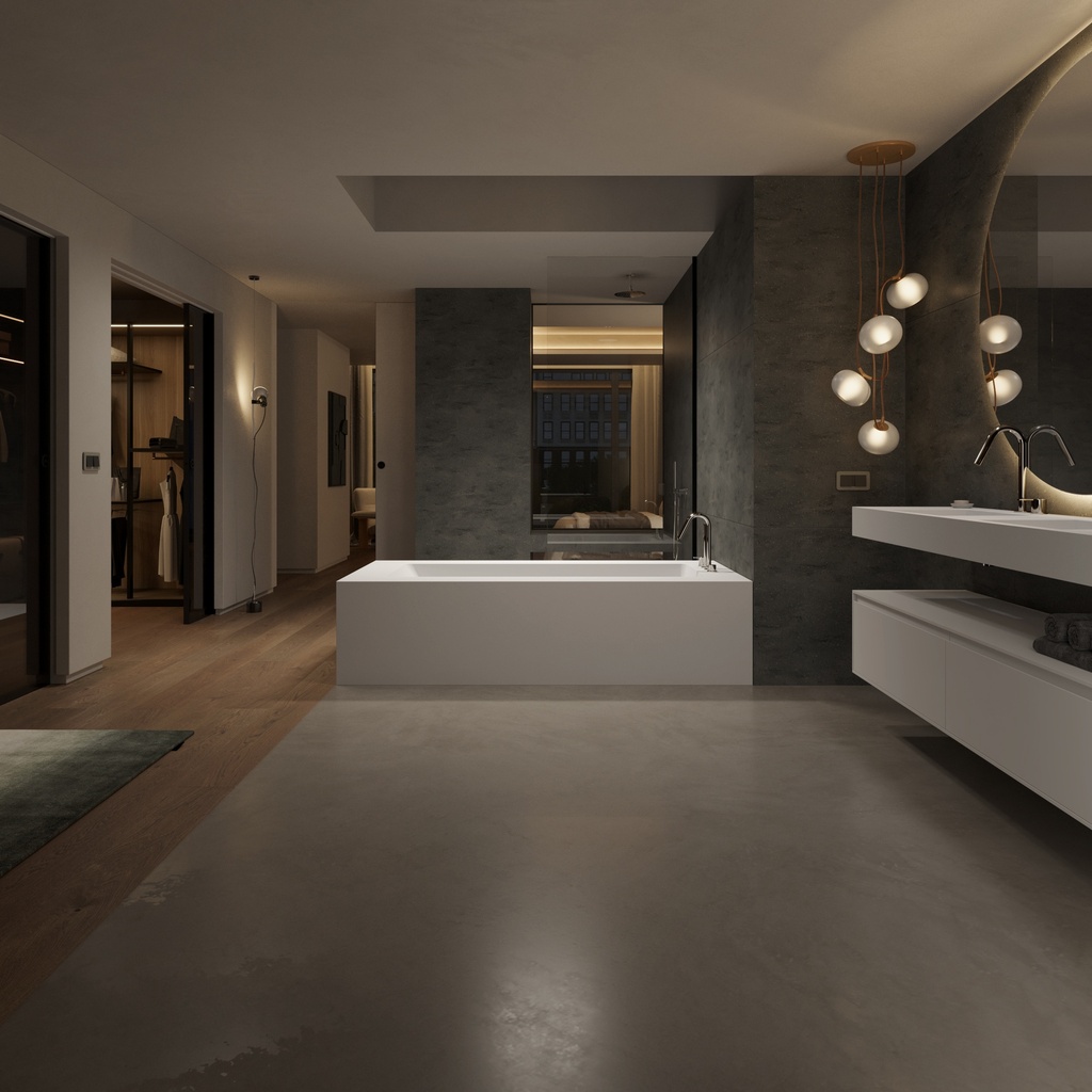 Aquila Bespoke Back-to-Wall Bath in Corian® Overview