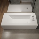 Aquila Bespoke Back-to-Wall Bath in Corian® with Built-in Shelving Top